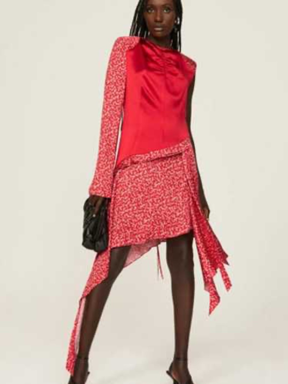 Commission Red Lasso Asymmetric Midi Dress - size 4